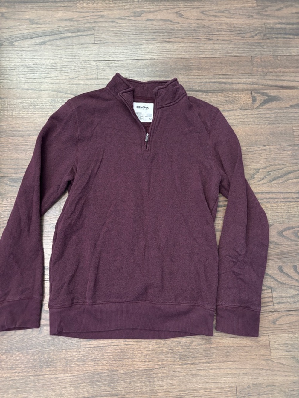 Sonoma Men's Deep Burgundy Zip-Up Sweater